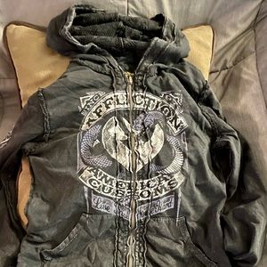 Affliction zip up hoodie 2 sided